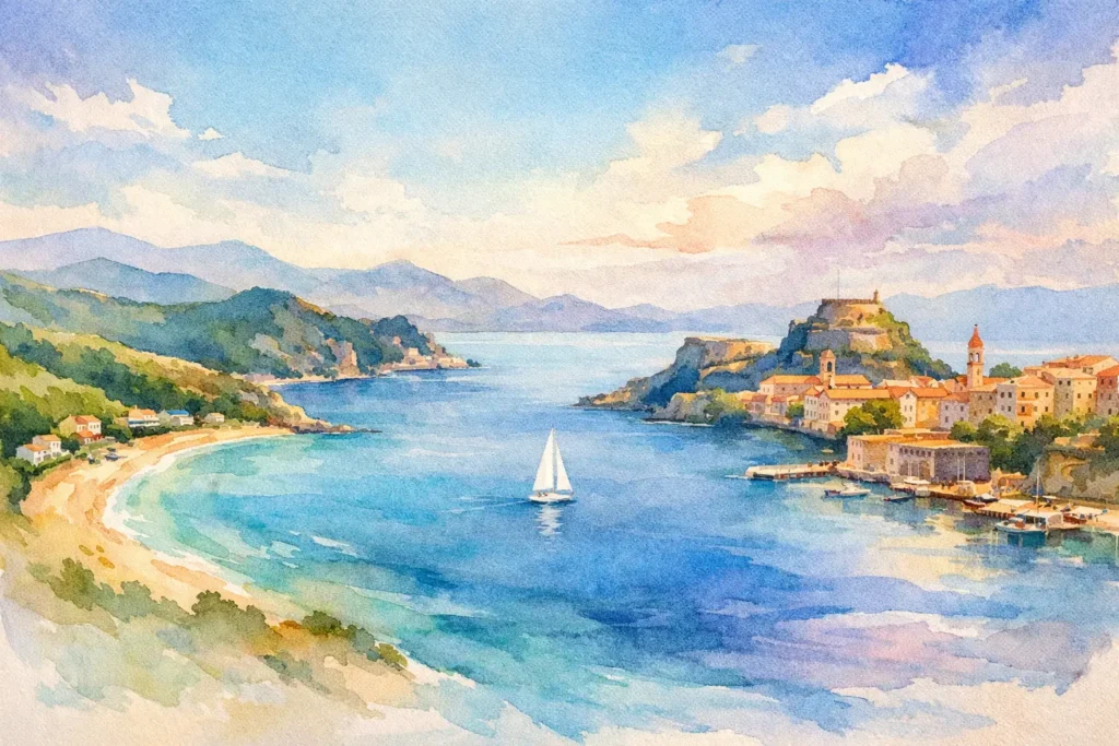 How Far Is Agios Georgios Pagon From Corfu Town?